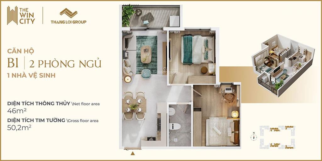 Bán cc the win city, 1,7 tỷ, 47m2, 2pn, 1wc, giá tốt, tt 170 triệu nhận nhà ngay.