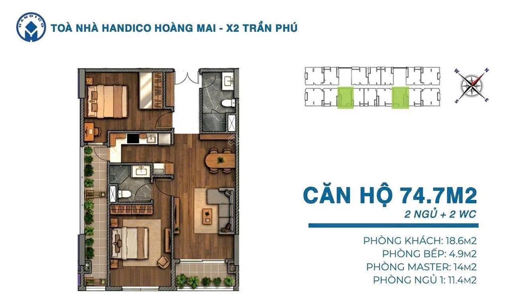 Căn hộ thương mại handico riverside trần phú, giá tốt, ký hđmb cđt. dt 74m2, đầu 2027 nhận nhà