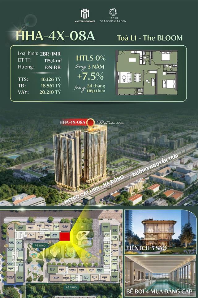 Căn 2pn giá tốt hiếm có view nội khu đẹp | lumière hanoi