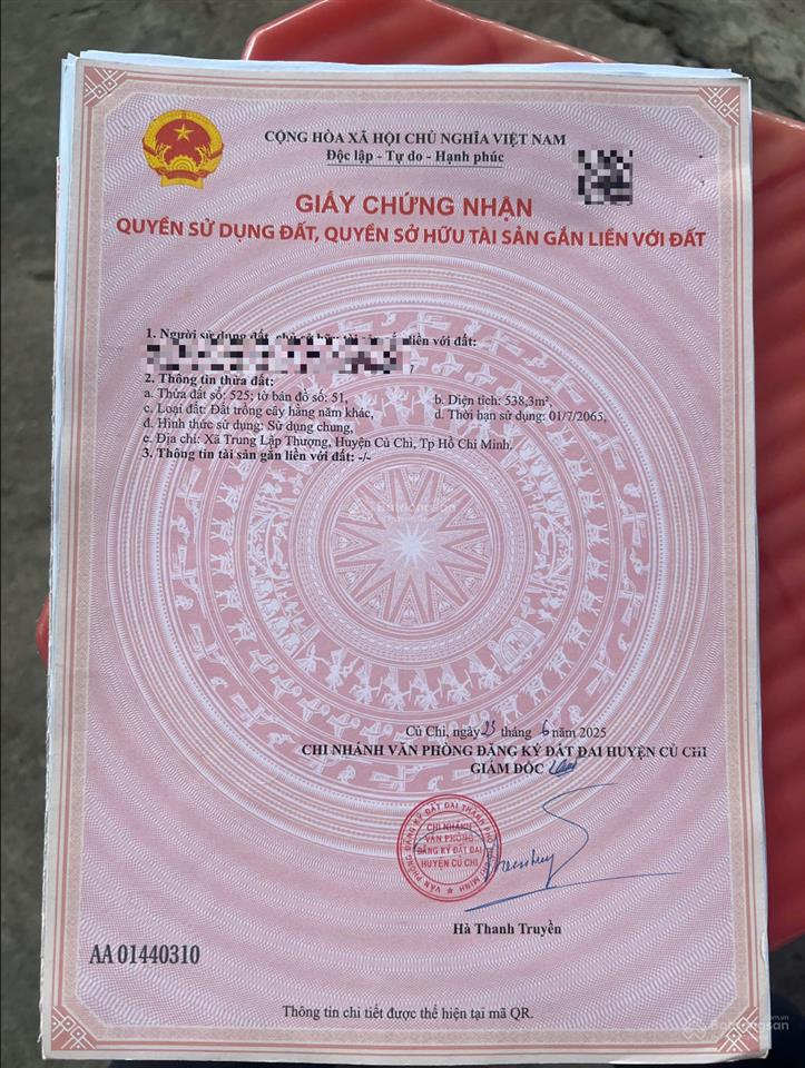 Cần bán lô đất trung lập thượng 2mt 538m2 có 45m2 thổ cư, giá bằng giá ngân hàng cho vay