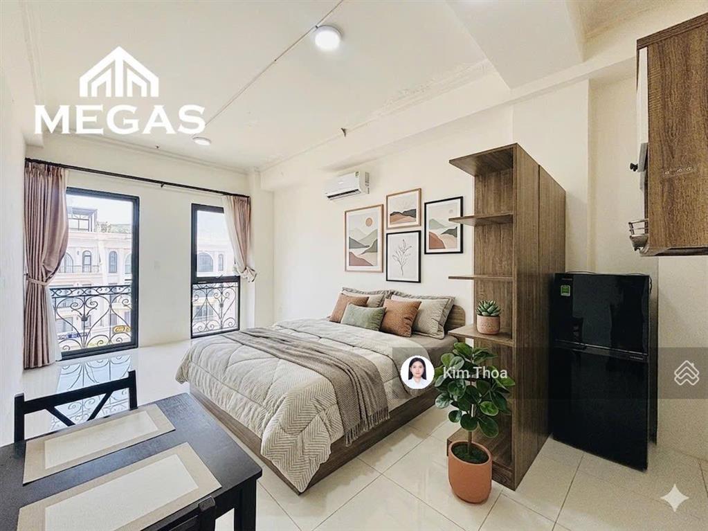 Căn hộ studio 20m2 có ban công ở vạn phúc, sẵn nội thất, free xe đạp, thang máy, hầm xe. giá 6,9 tr