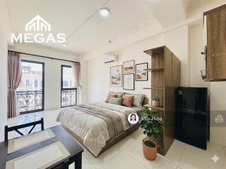 Căn hộ studio 20m2 có ban công ở vạn phúc, sẵn nội thất, free xe đạp, thang máy, hầm xe. giá 6,9 tr