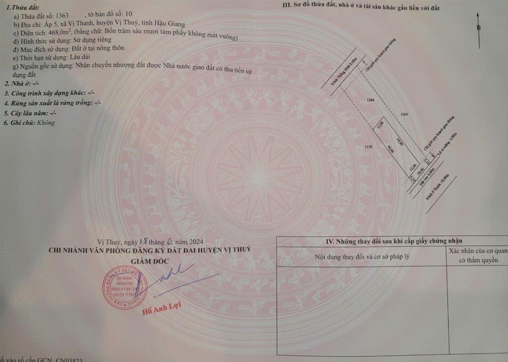 BÁN ĐẤT THỔ CƯ KHU VỰC KÊNH 9 THƯỚC – XÃ VỊ THANH, HUYỆN VỊ THỦY, HẬU GIANG CŨ