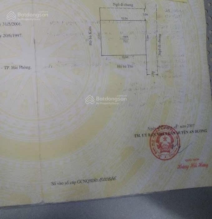 Bán đất cách thượng, an dương, 1,19 tỷ, 70 m2, lô góc giá cực chất