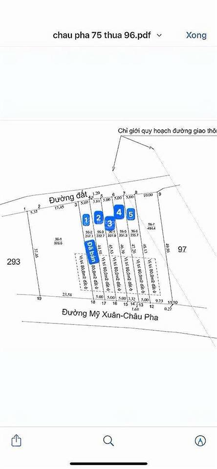 Sản phẩm f0 2 mặt tiền trước sau đường mỹ xuân  tóc tiên, 1,45 tỷ, 5x43  5x45 5x47