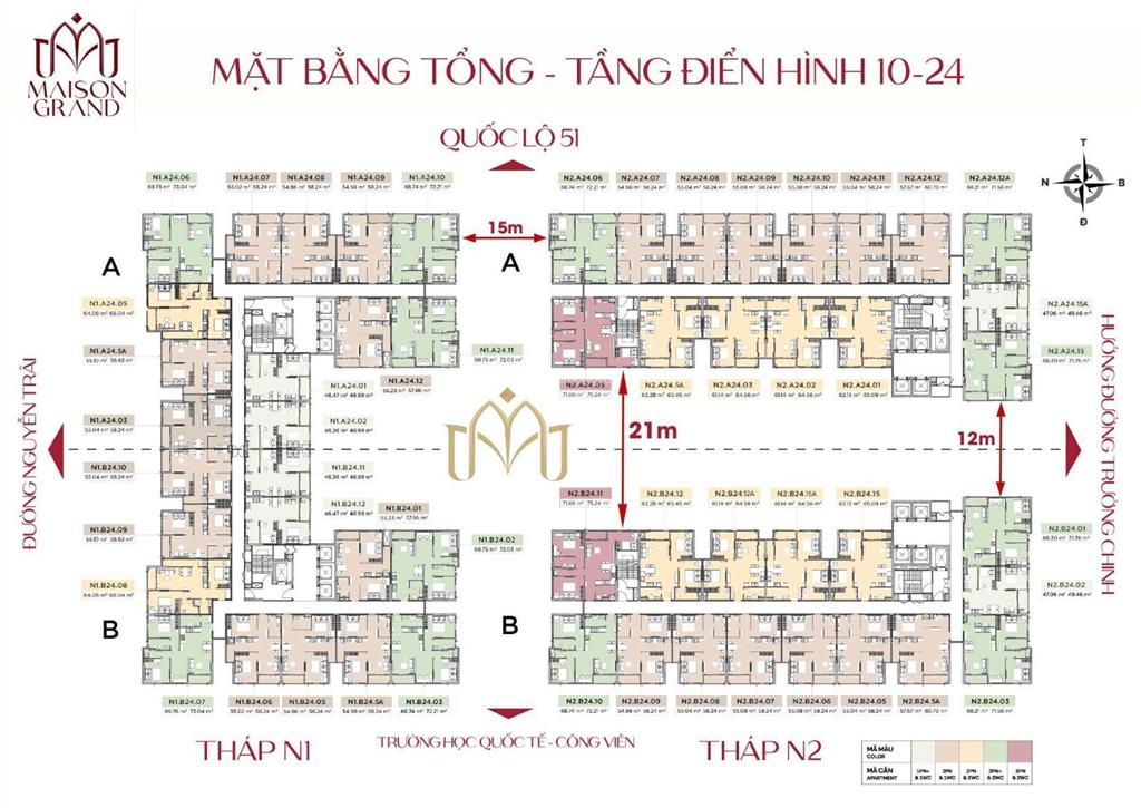 Căn góc 2pn/72m2 maison grand phú mỹ  cái mép thị vải, tt 50% nhận nhà full nội thất. 0908 982 ***