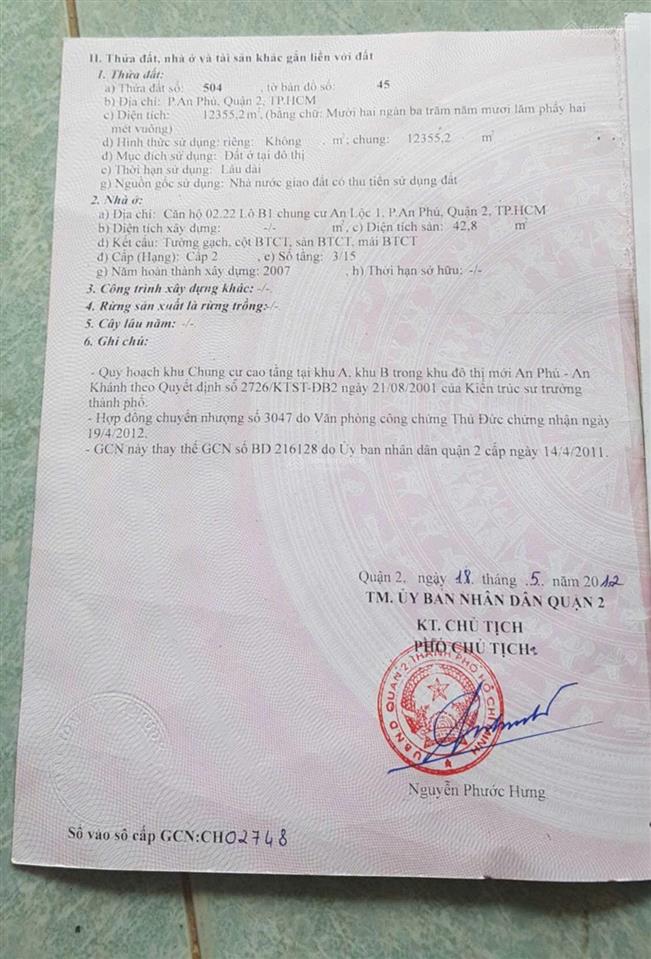 Bán căn hộ chung cư an lộc 1, an phú an khánh, q.2.  0908 787 *** (chủ)