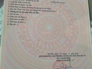 Bán đất thổ cư 66,6 m2, trung tâm thị trấn tây đằng, xã quảng oai, hà nội, 2,65 tỷ