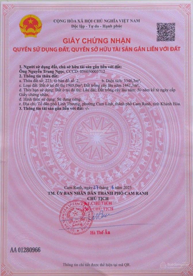 Bán đất trung tâm tp cam ranh 3200m2