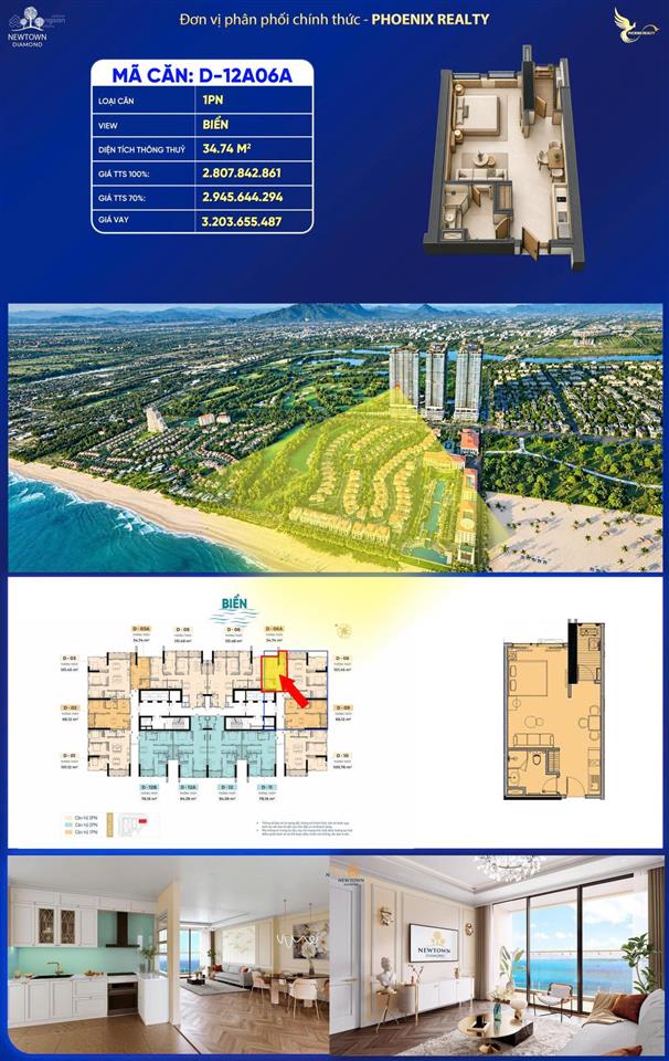 Nổi bật 2 suất ngoại giao căn 1pn newtown đà nẵng view trực diện biển  nhà sẵn, sổ lâu dài, ck 14%