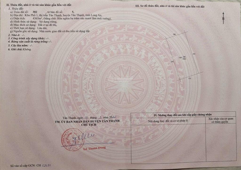 Bán đất 8845 m2 tại đường số 3, kdc hoàng hương, xã tân thạnh, 60tỷ