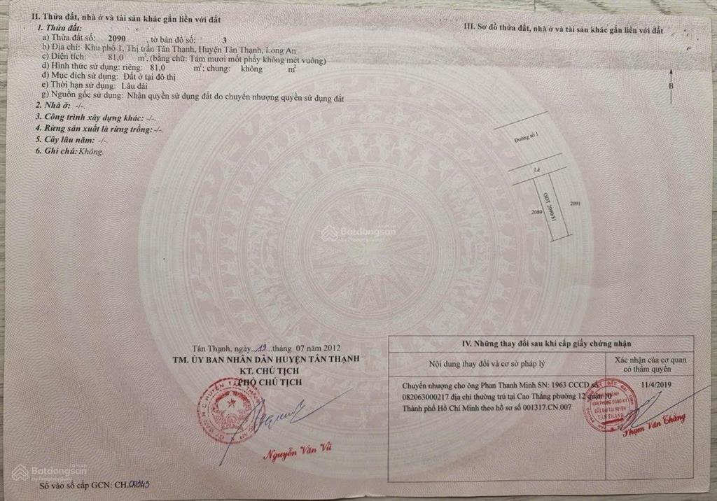 Bán đất 8845 m2 tại đường số 3, kdc hoàng hương, xã tân thạnh, 60tỷ