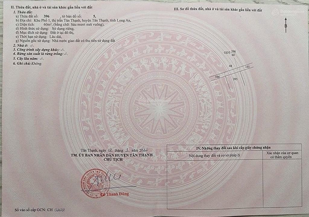 Bán đất 8845 m2 tại đường số 3, kdc hoàng hương, xã tân thạnh, 60tỷ