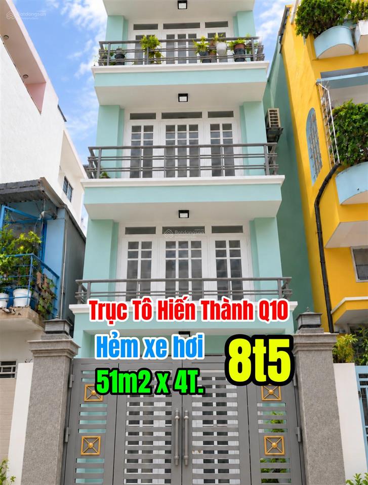 Bán nhà q10, hẻm xe hơi trục đường tô hiến thành. 51m2 x 4t, chỉ 8,5 tỷ