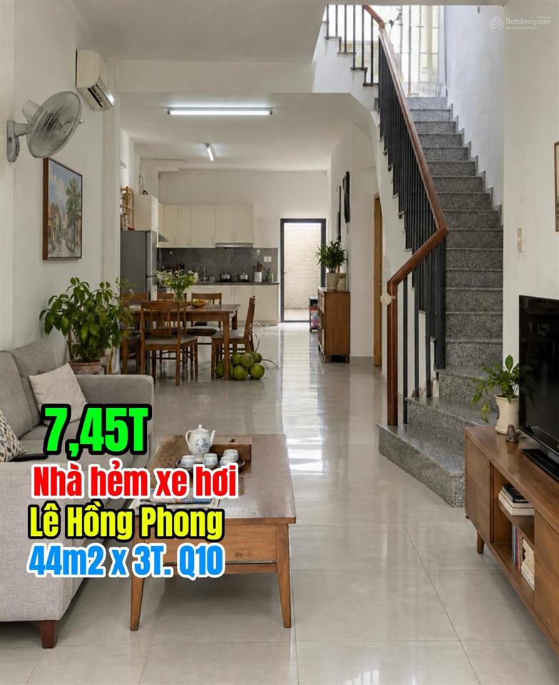 Nhà hẻm xe hơi, trục tô hiến thành q10. 44m2 x 3t. chỉ 7,45 tỷ