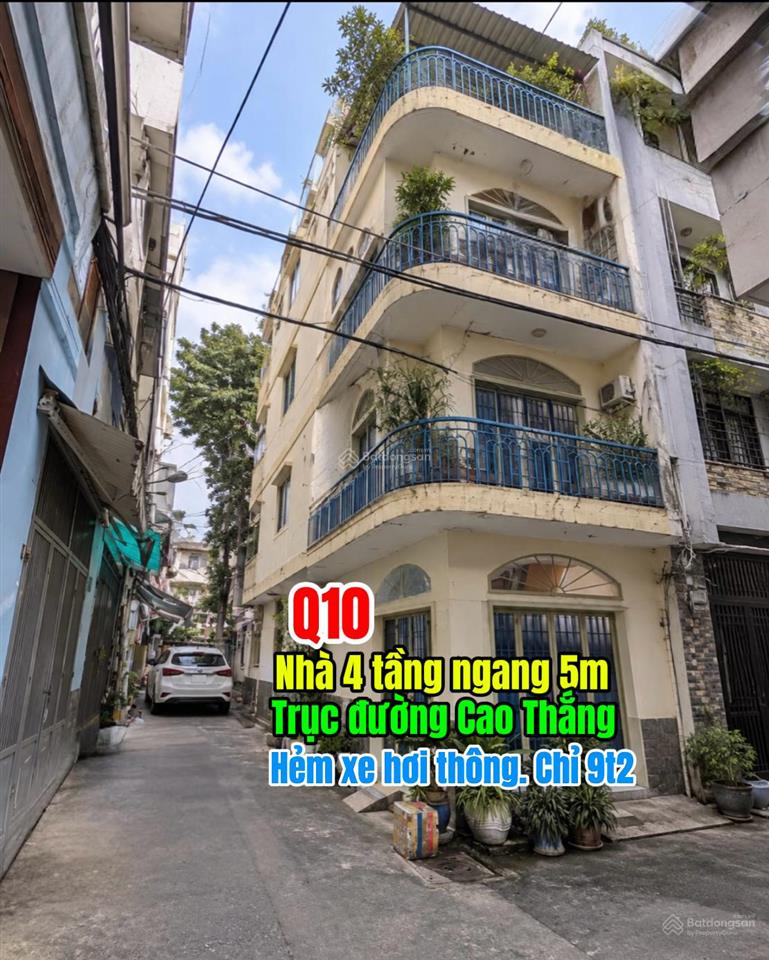 Q10 trục cao thắng, hẻm xe hơi thông, ngang 5m. 48m2 chỉ 9f15