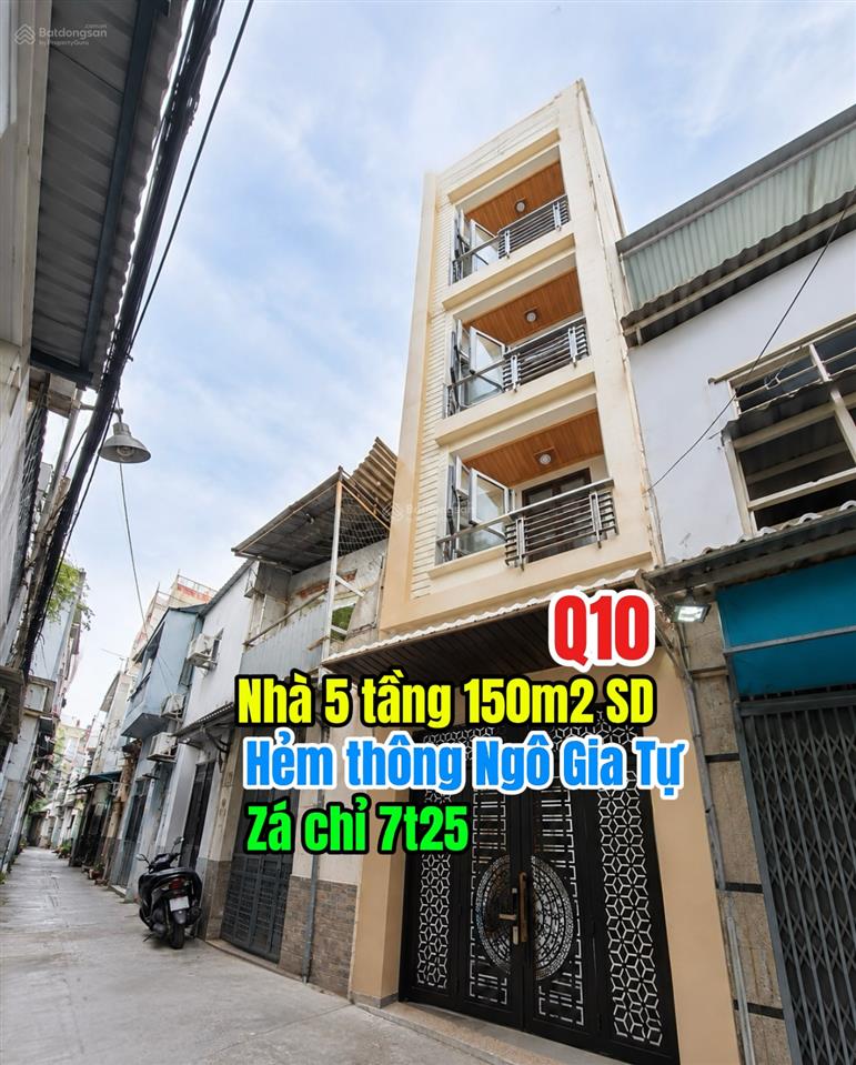 Q10 nhà 5 tầng 48m2 chỉ 7t25 trục đường bà hạt thông ngô gia tự