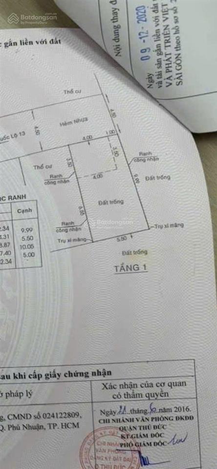 Bán lô đất đẹp sát vạn phúc city ngang 5m giá 4,9 tỷ (tl)