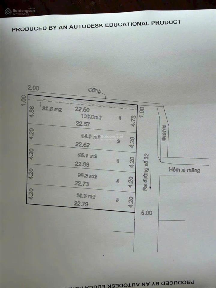 Chỉ 61tr/m2 ! lô đất dt 100m2 hẻm ô tô đường 32, linh đông, tp. thủ đức