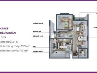 Tháng 8/2026 bàn giao căn hộ biển cao cấp trung tâm đn, 2pn 63,3m2 2,9 tỷ  hướng đông bắc mát mẻ