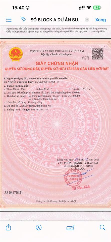Cần bán gấp 1 lô đất ở tp đồng nai cách ql 13 1km, giá full 290tr,  em 0977 965 ***