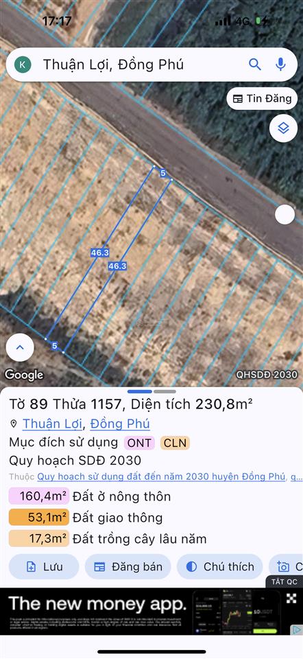 Bán đất 230m2 tại xã thuận lợi, đường thuận lợi  đồng phú giá từ 780tr