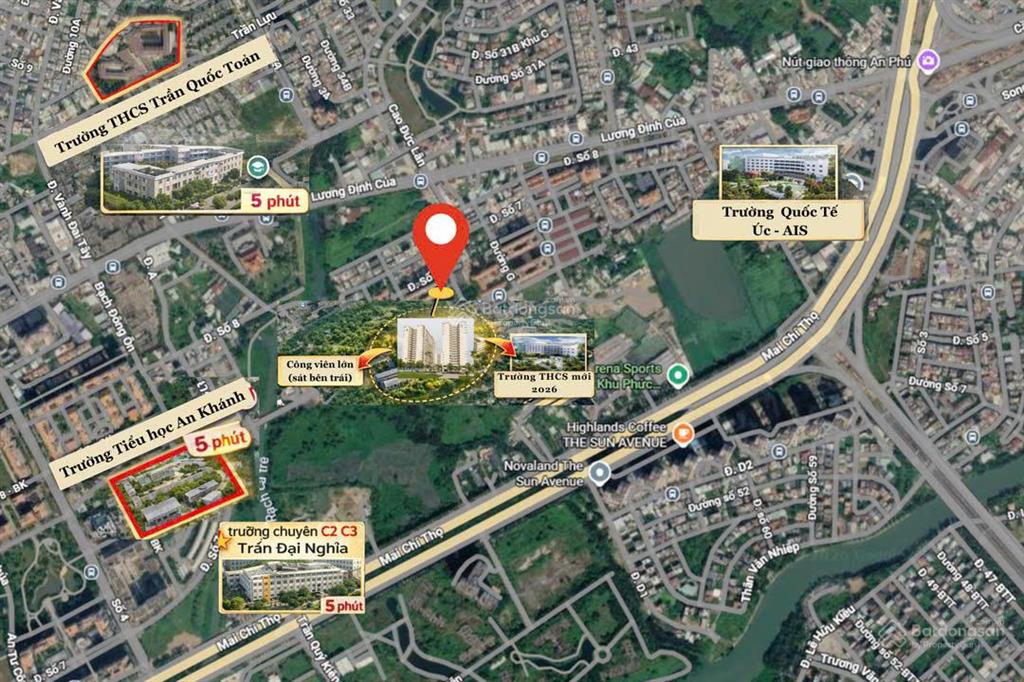 Chung cư bình khánh căn góc, view mai chí thọ, 2pn 2wc  vị trí đắc địa  siêu tiện ích