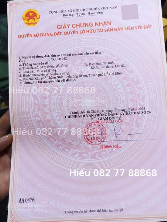 Chính chủ bán nhà mặt tiền đường số 1 thống nhất, dĩ an | 3 tầng | 4pn | đường nhựa 11m