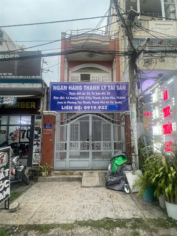Ngân hàng thanh lý tài sản mặt tiền đường d10, quận tân phú  9,3 tỷ