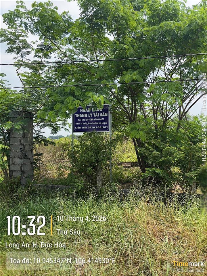 Ngân hàng thanh lý tài sản tại xã tân mỹ, huyện đức hoà, tỉnh long an (tây ninh)  2.388 tỷ