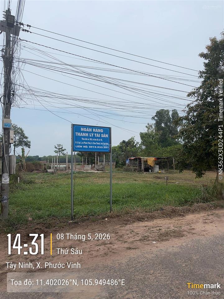 Ngân hàng thanh lý tài sản xã phước vĩnh, huyện châu thành, tây ninh  400 triệu