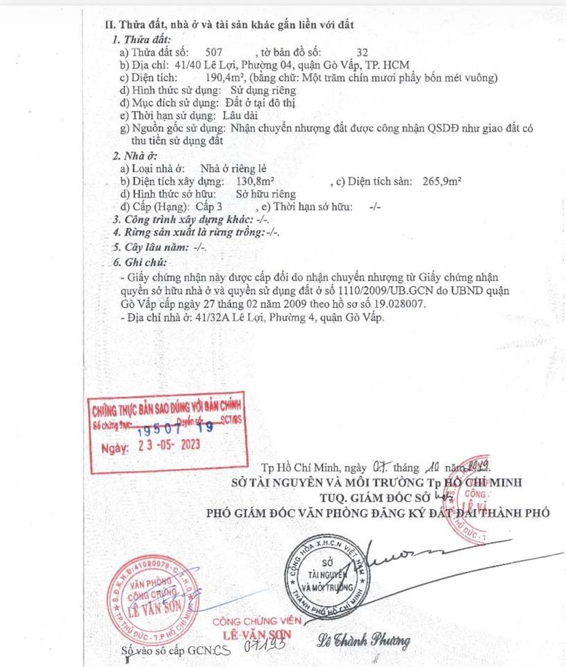 Ngân hàng thanh lý tài sản 41/32 lê lợi, phường 4, quận gò vấp  10,6 tỷ