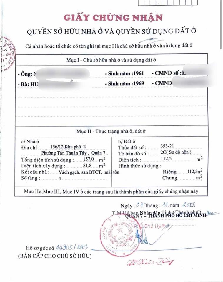 Ngân hàng thanh lý tài sản nhà đất tại huỳnh tấn phát, phường tân thuận tây, quận 7.