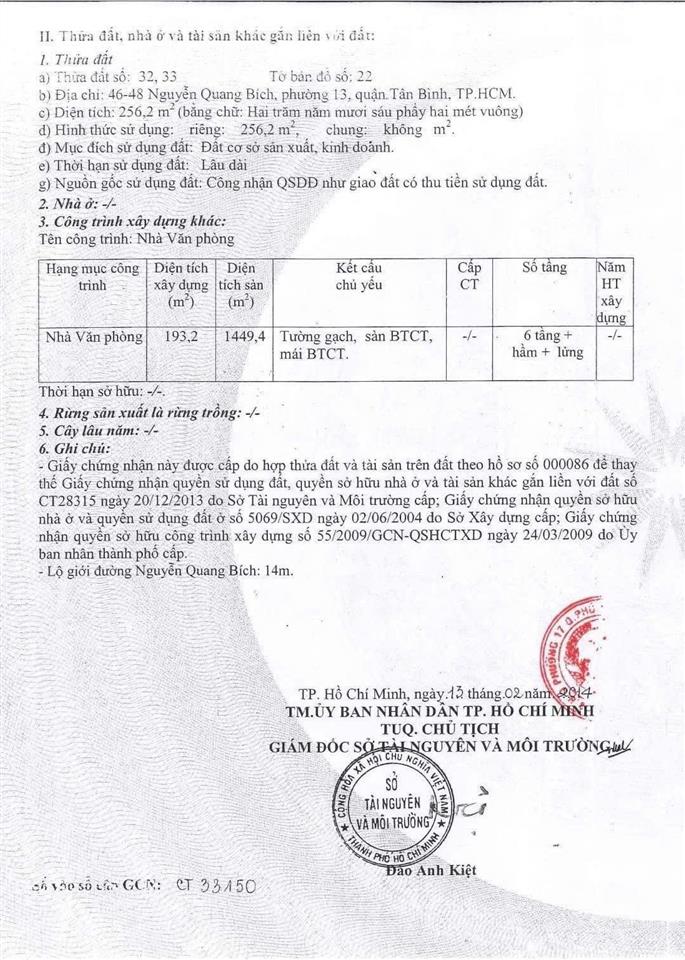 Toà nhà mặt tiền ngang 10,5m x 25m dts 1,500m2 phường 13, quận tân bình, giá 75 tỷ