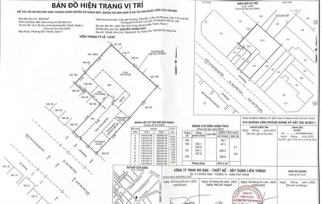 Bán nhà 8890 đường tôn thất tùng, p. bến thành, q1 dt 9,7x28,4m nở hậu 20m2 cn 431,4m2 giá 315 tỷ