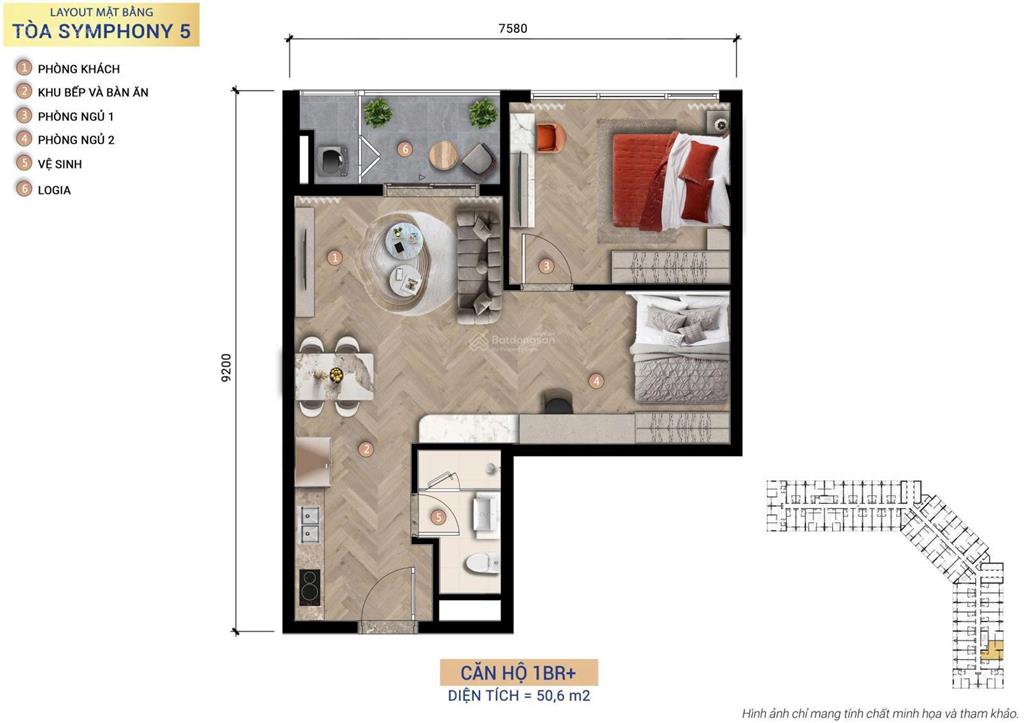 Căn 1 phòng ngủ+, diện tích 50,3m2 hướng biển , view pháo hoa  tt 30% nhận nhà , lãi suất 0%