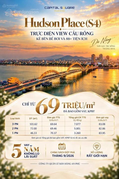 Tập đoàn brg mở bán tòa capital square view trực diện sông hàn cạnh vincom, căn 1pn giá chỉ 3,26 tỷ