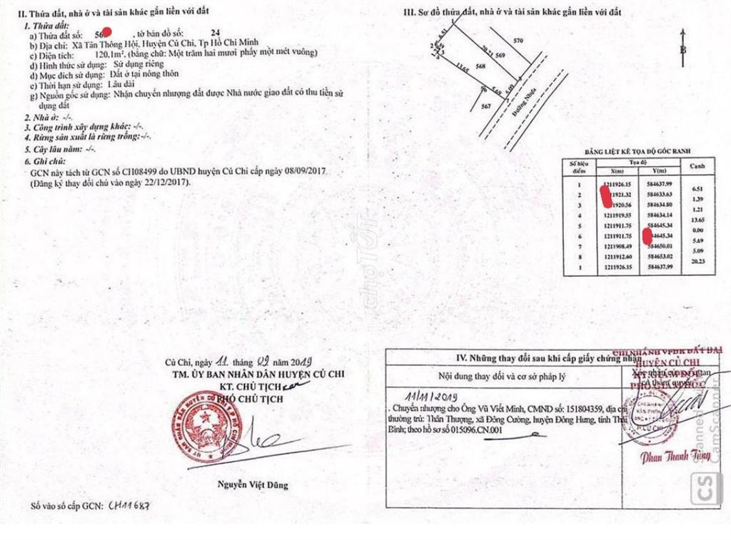 Lô đất 1 sẹc ql22 ngay tân thông hội 120m2 full thổ cư 1 tỷ 1 sổ hồng riêng cần bán gấp