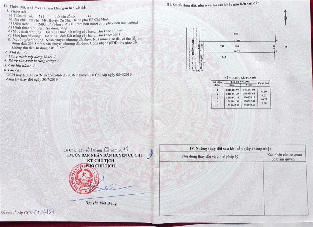 Cần bán lô đất 1 sẹc ql22 ngay tỉnh lộ 7, 250m2 100m thổ cư 1,3 tỷ khu dân cư sổ hồng riêng