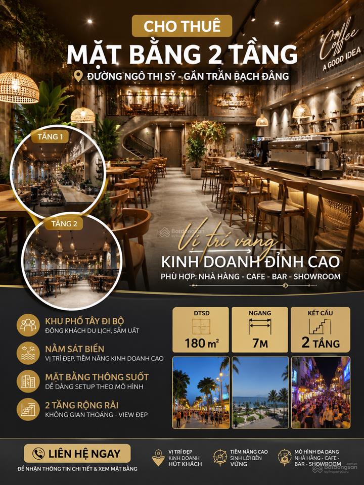 Cho thuê mặt bằng 2 tầng đường ngô thị sỹ gần trần bạch đằng , dtsd 180m2, ngang 7m