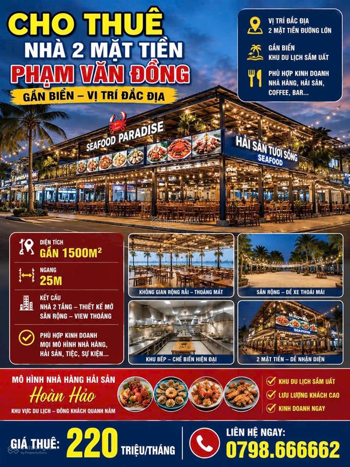 Cho thuê đất 2 mặt tiền phạm văn đồng gần biển, dt 1500m2, ngang 25m