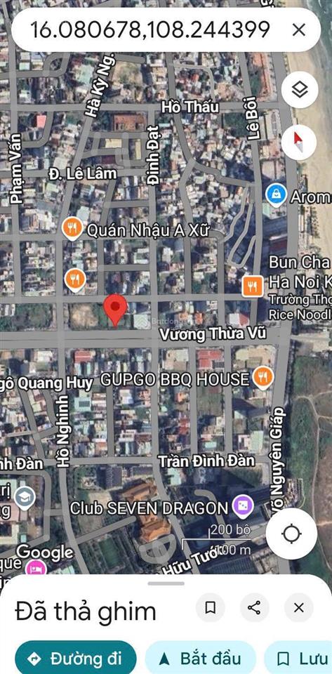 Bán lô góc 2 mặt tiền vương thừa vũ  trần duy chiến 222m2 được xây cao tầng siêu vip gần biển