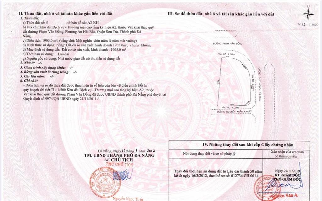 Cho thuê mặt bằng lớn đường phạm văn đồng diện tích 1905m2 ngã tư sầm uất gần biển mỹ khê