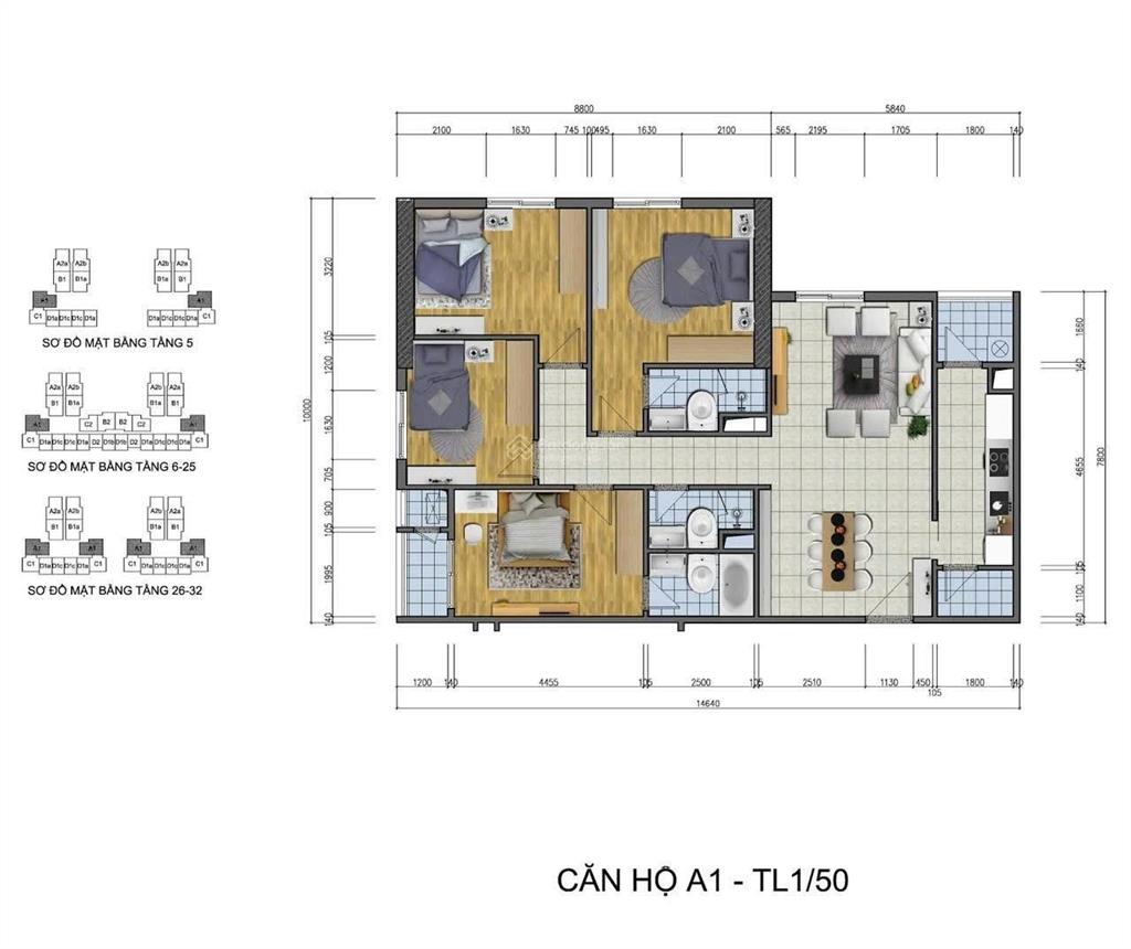 Bán căn góc 4pn chung cư goldsilk complex