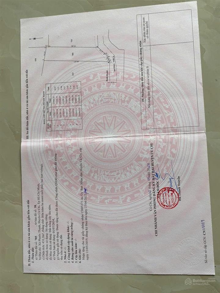 Đất củ chi full thổ cư 431 m2 ,gần quốc lộ 22. giá chỉ 3.1 tỷ .  0394 000 *** kiều oanh