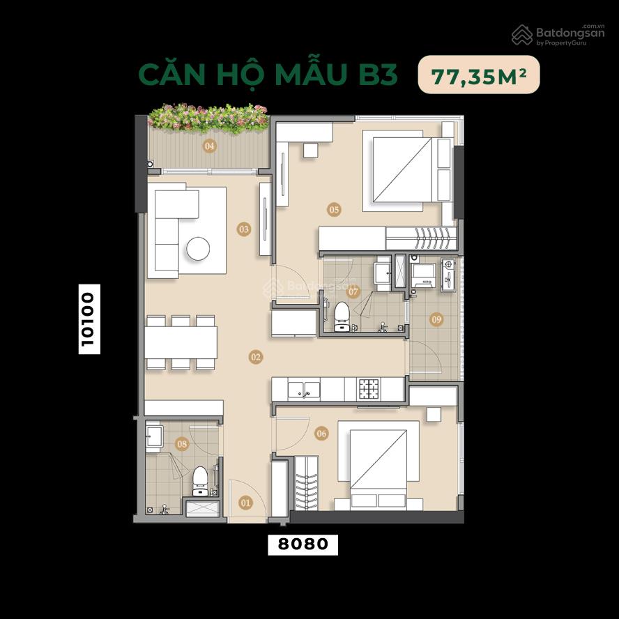 Cần bán căn hộ 2pn  77m2, giá hơn 5 tỷ. view sông tại mizuki park  giá tốt.  0394 000 ***
