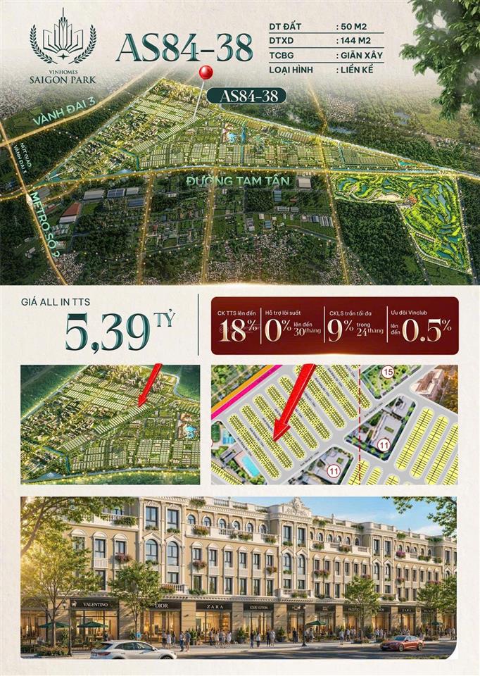 Nhà phố đầu tư cho thuê sáng giá tại vinhomes saigon park. dtxd144m2 giá 5.390tỷ.0394 000 ***