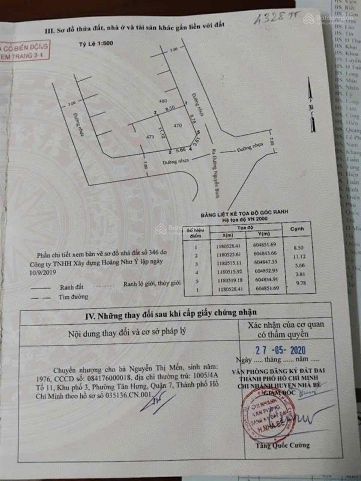 Lô góc 2 mặt tiền nhà bè xây nhà mới 4 tầng chỉ 4,9 tỷ.  0394 000 *** oanh