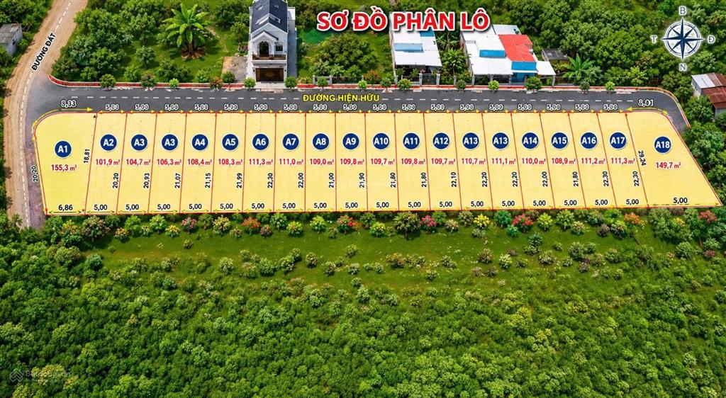 Lô 111,8m² thổ cư, đường bê tông lộ giới 10m, đón đầu kcn bàu cạn  tân hiệp, 1,69 tỷ