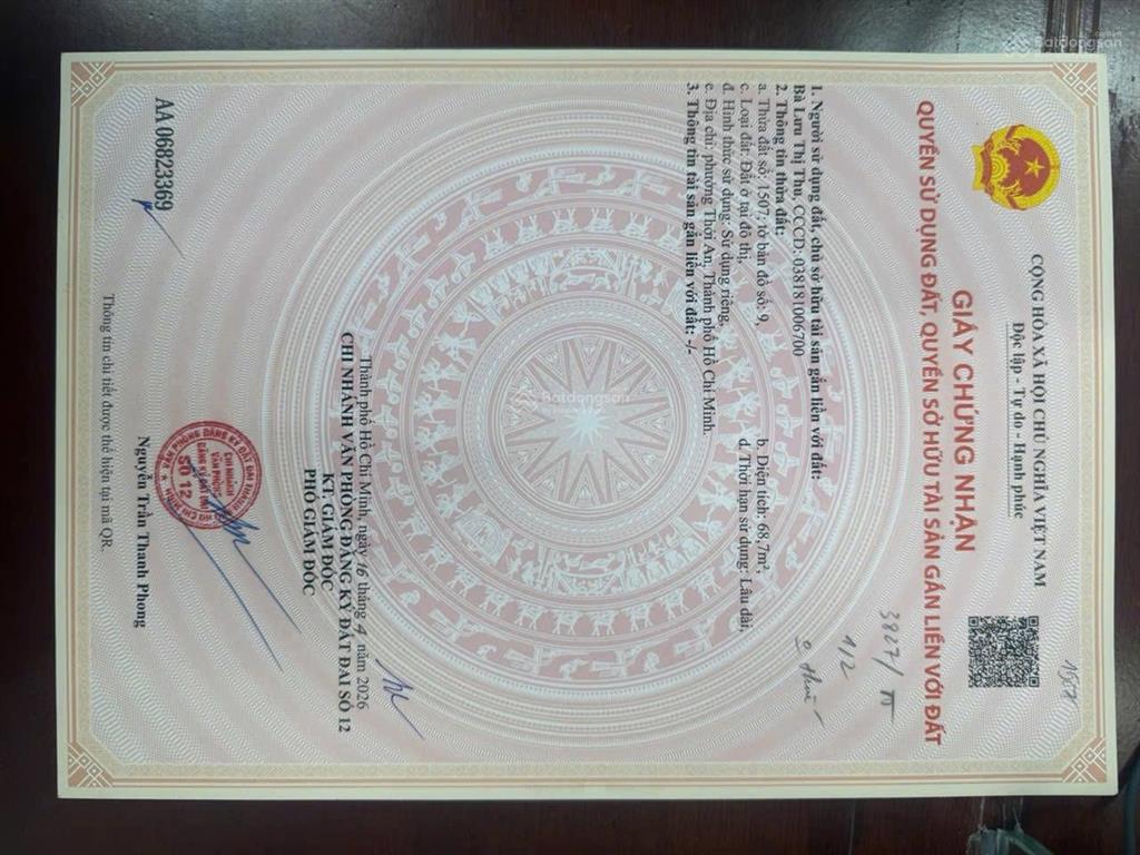 Bán đất chính chủ phường thới an, q12